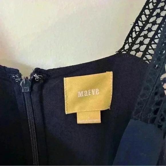 Anthropologie Maeve Navy Blue Crochet Tiered Layered Tisana Dress - Picture 7 of 9